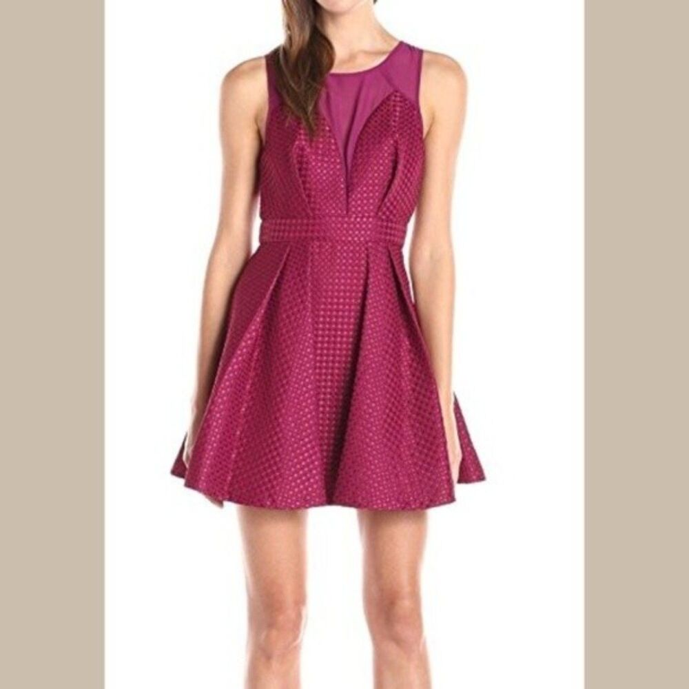 BCBGeneration Cocktail Maroon Short Dress Formal Fit & Flare Sleeveless